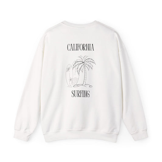 California Surfing Crewneck Sweatshirt - Unisex, Casual Wear, Beach Style, Gift for Surfers, Relaxed Fit